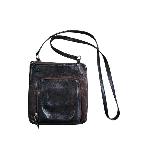 Fossil Brown Leather Crossbody Bag Wallet Purse Organizer Vintage Style - Picture 2 of 8
